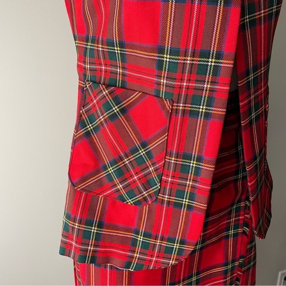 70s Vintage Scottish 100% Wool Plaid Red Kilt Vest Set The Tartan Gift Shops - Picture 10 of 13